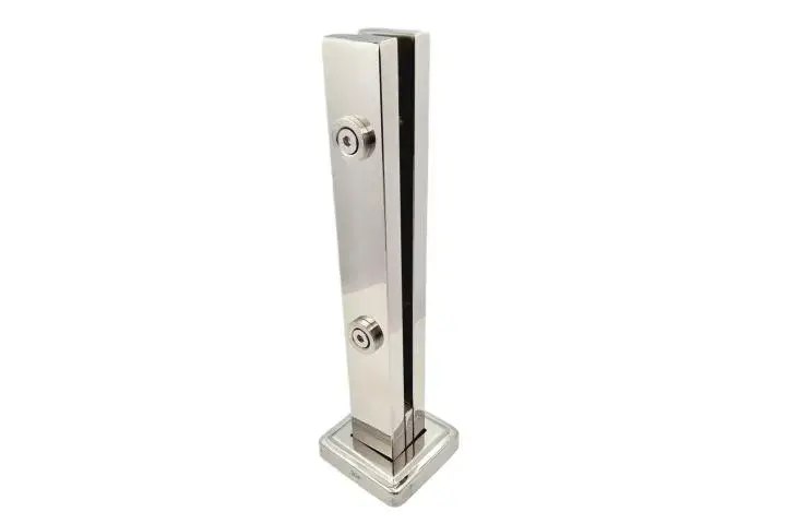 torre de inox polida para guarda corpo de vidro